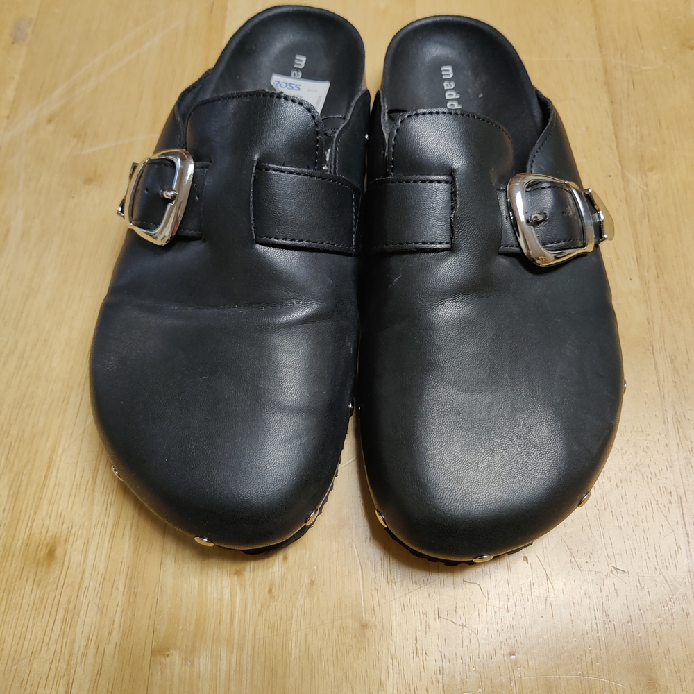 Madden Girl Black Slip-on With Buckle Size 8